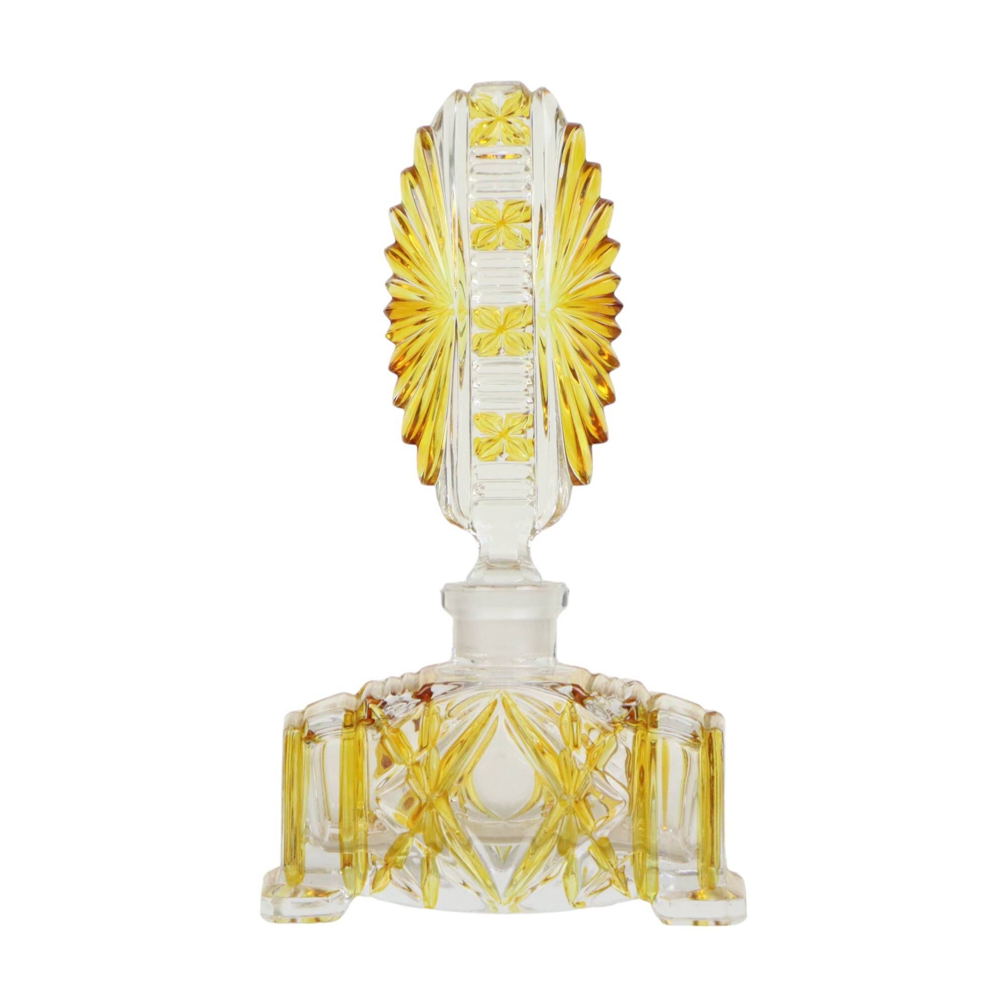 Lead Crystal Amber Perfume Toilet Set Buder Germany