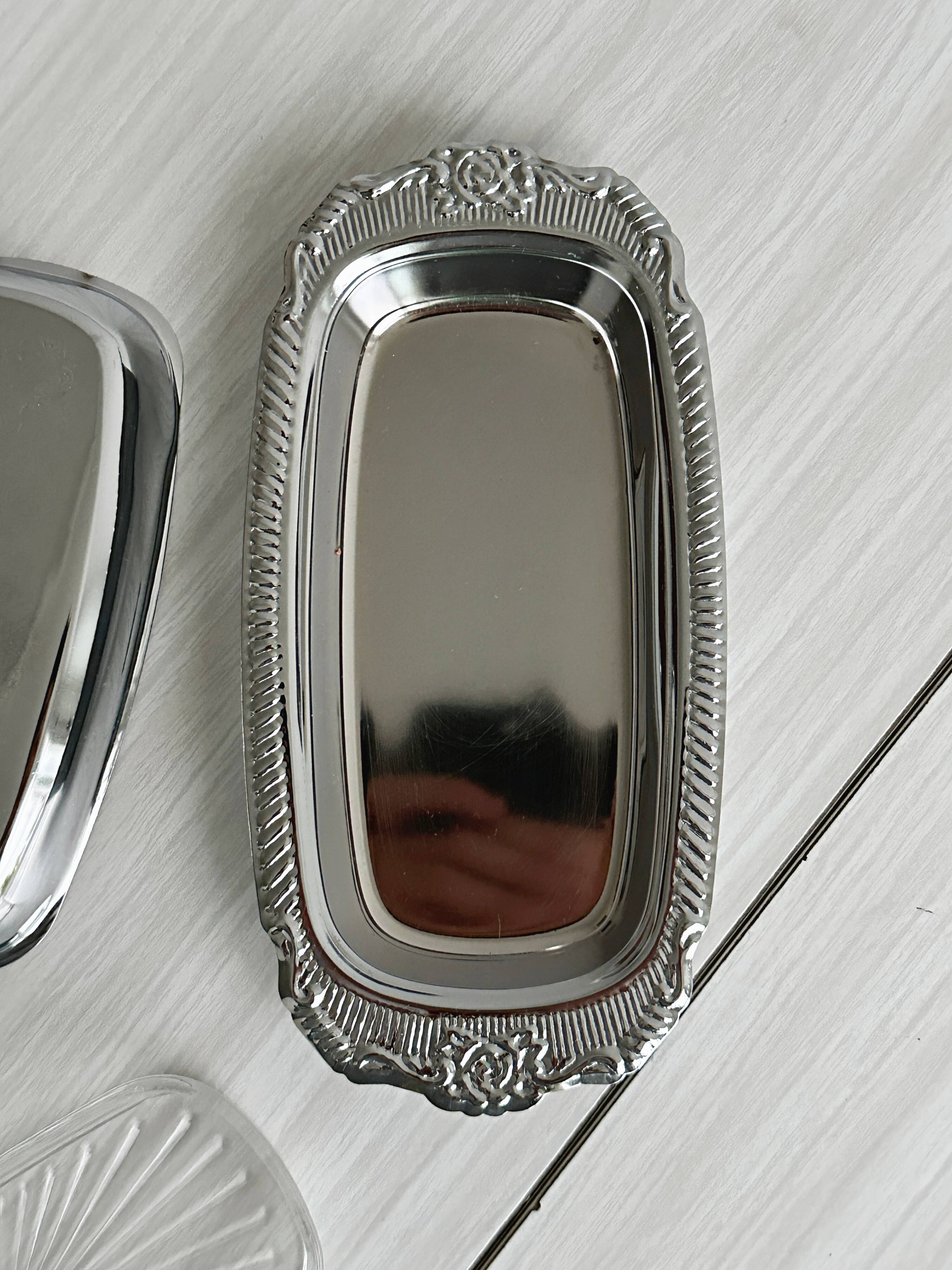 light metal butter dish