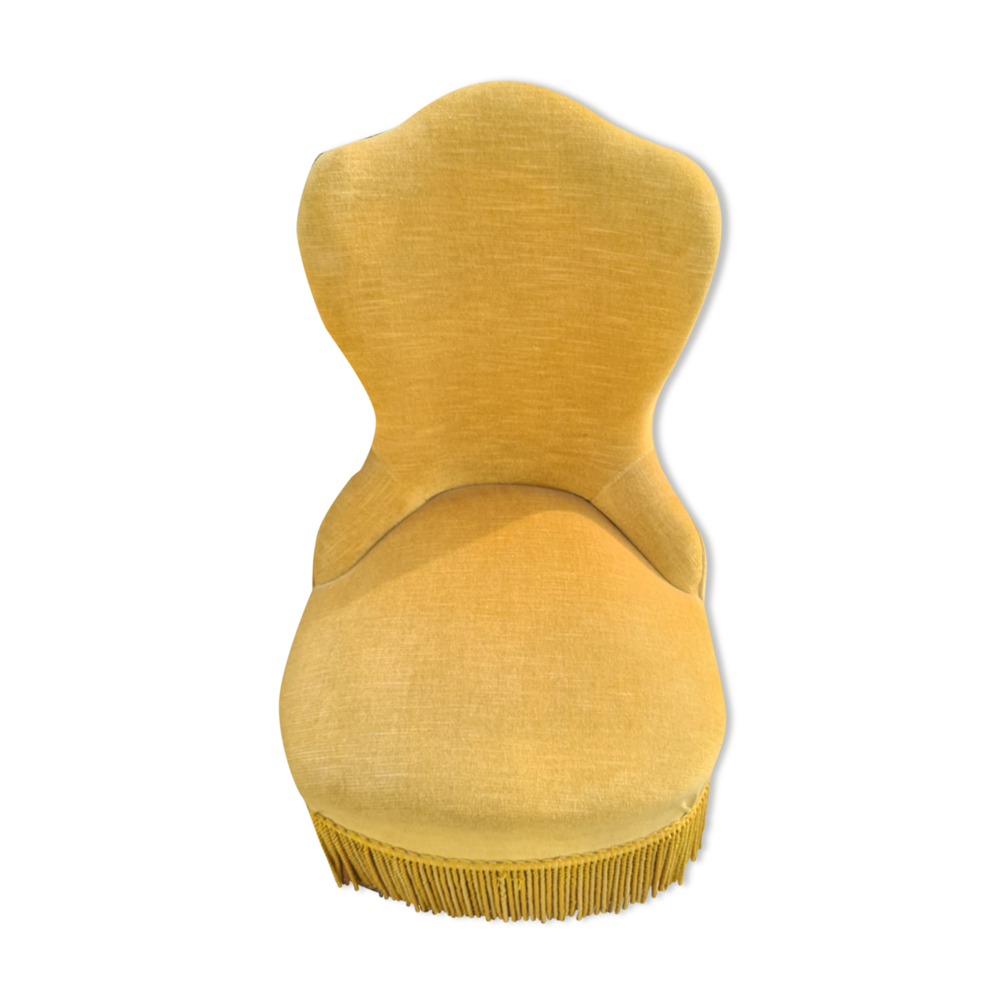 Yellow toad armchair with fringes