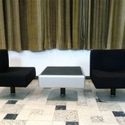System 350 lounge chairs & side table by Herbert Hirche for Mauser, 1974, set of 3