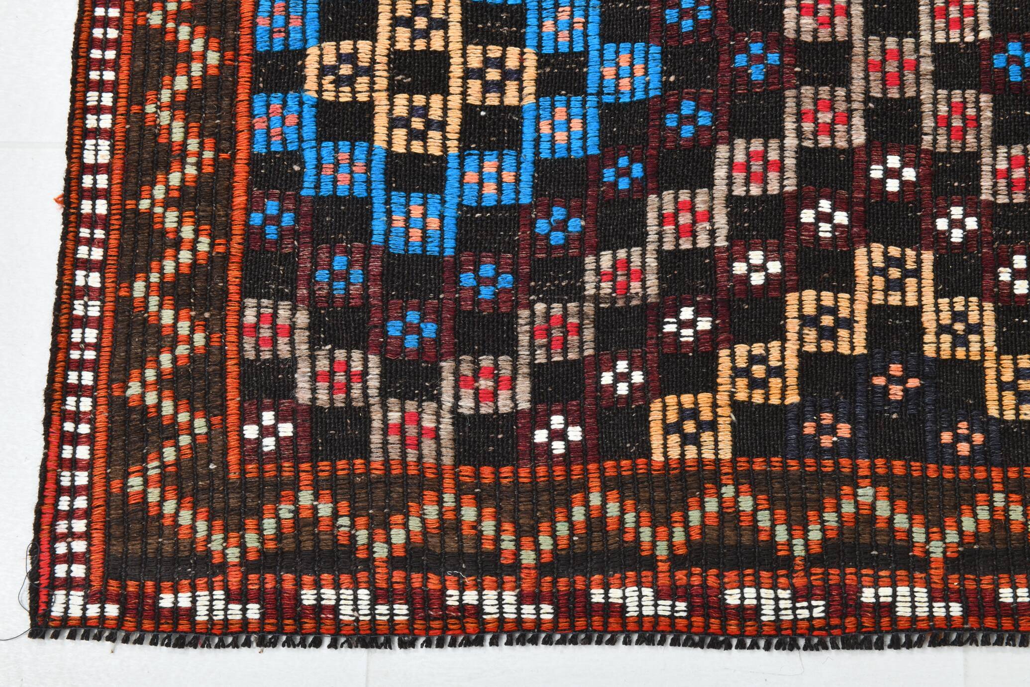 6X10 Bluw & Burgundy Handmade Vintage Kilim Rug, 181x295Cm