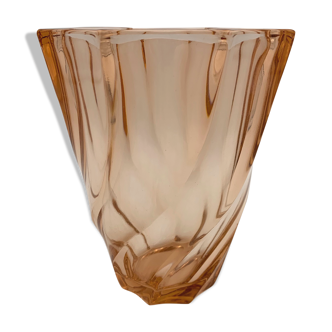 Vintage Luminarc vase in pink twisted glass - 1960s-1970s