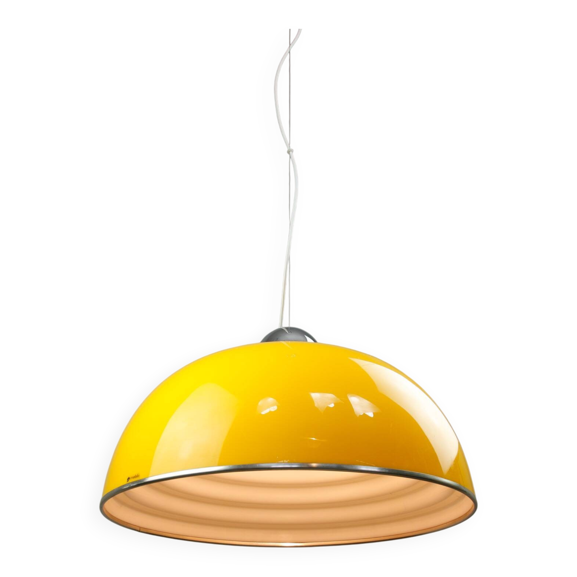 Rare Large Yellow Space-age Pendant from Guzzini, 1970s