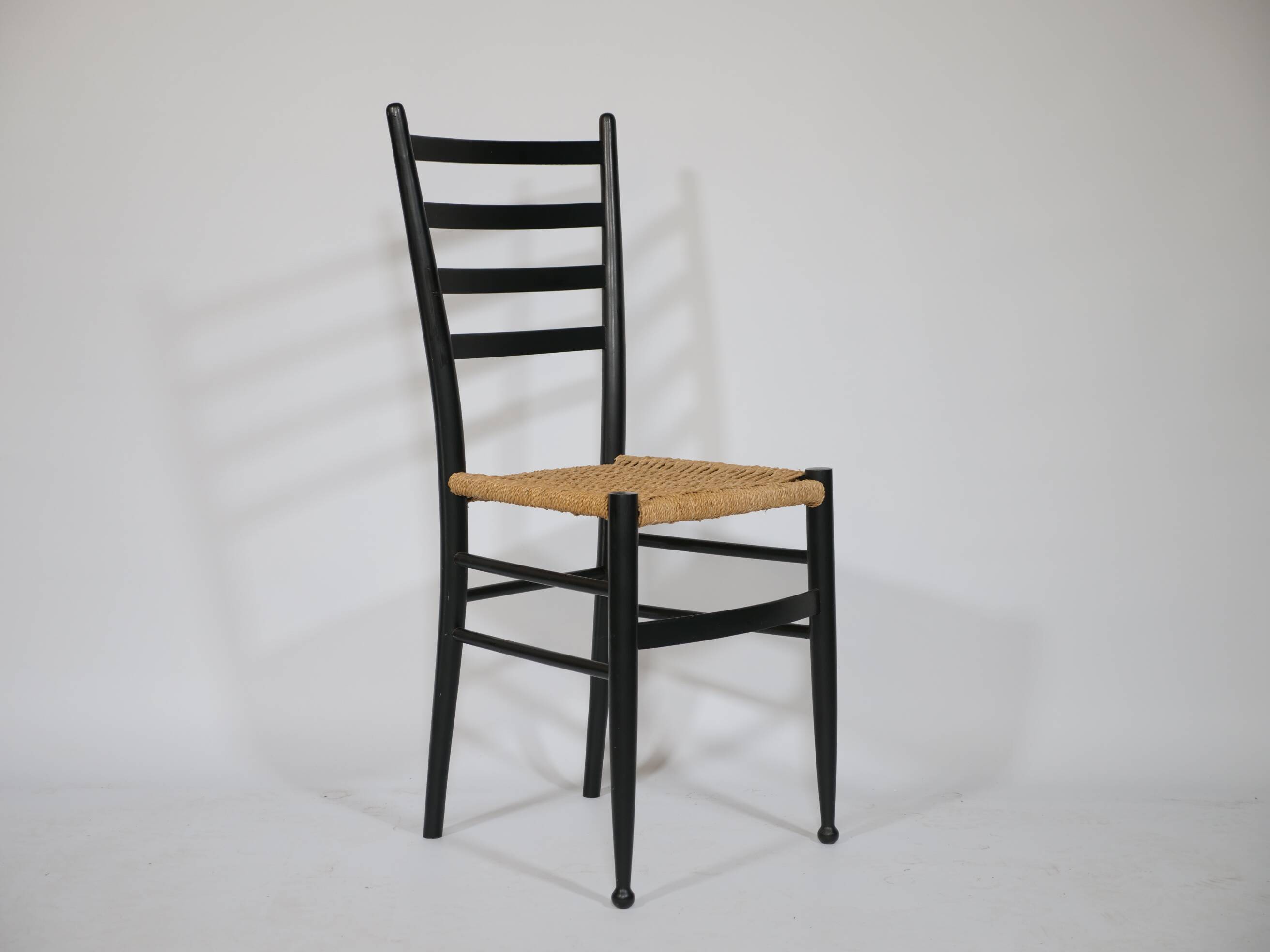 B&B Italy Wicker Chairs Table Colorful Mid-Century Design 60s 70s, Set of 5