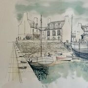Lithographie originale signée Rolf Rafflewski – Le Port de Lesconil