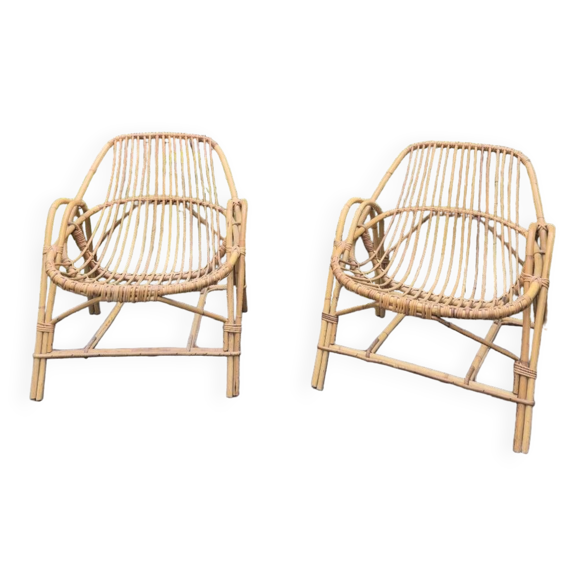 Rattan armchairs