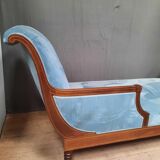 Meridienne in mahogany and blue velvet