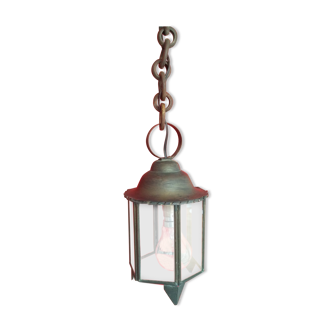 Hexagonal hanging lamp metal and glass