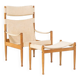 Chaise safari et ottoman en chêne par Niels Eilersen pour Erik Wørts
