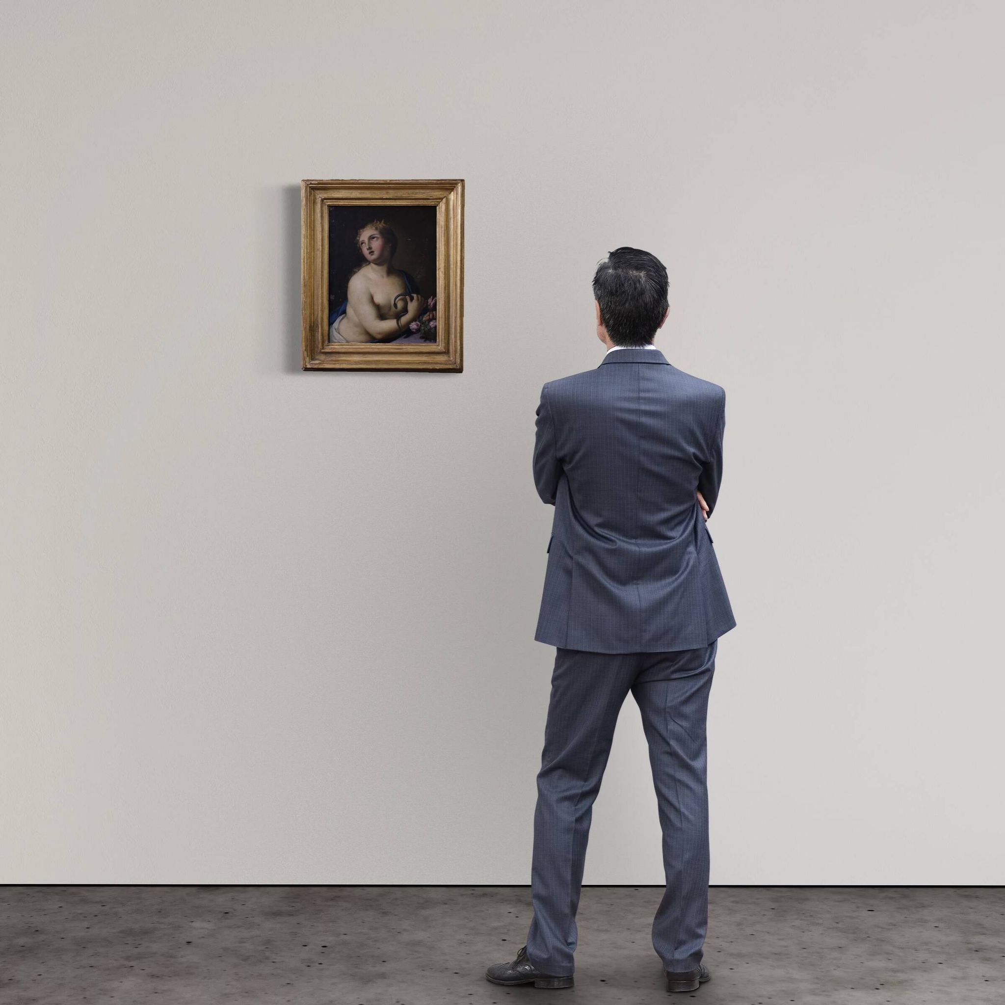 Peinture italienne du XVIIIe siècle sur cuivre, La Mort de Cléopâtre.