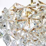 Golden brass and crystal glass chandelier by Kinkeldey, Germany, 1970s.