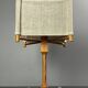 Midcentury Scandinavian pine table lamp with square fabric shade, 1970s