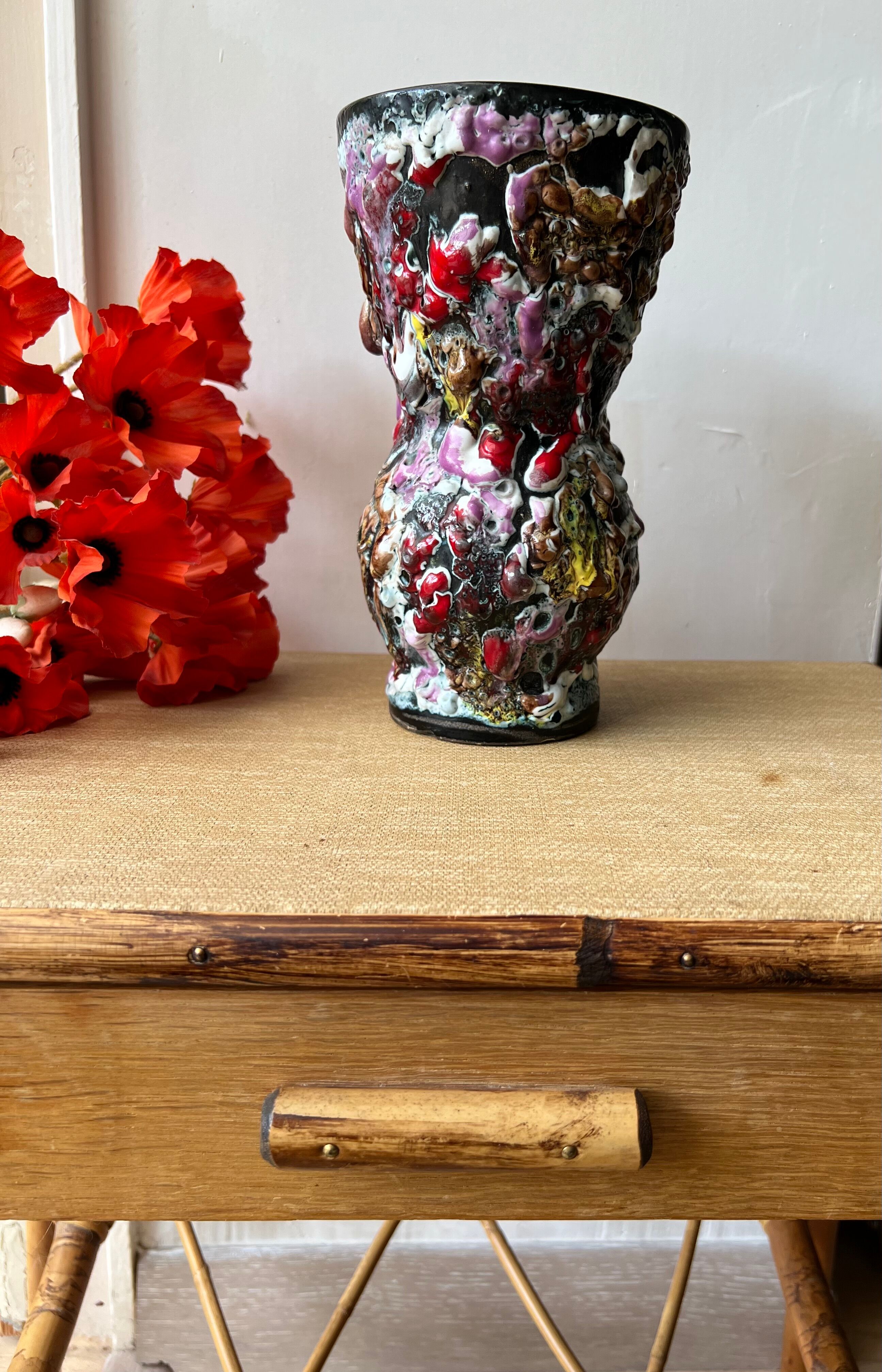 Vintage vase Vallauris volcano lava