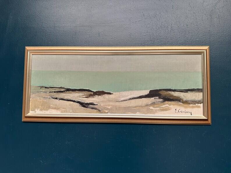 Large Original Swedish Oil on Canvas – 'Coastal Landscape' by Eric Cederberg (1897–1984) – Signed – vintage and framed – 36 × 87 cm (14.2 × 34.3 inches)