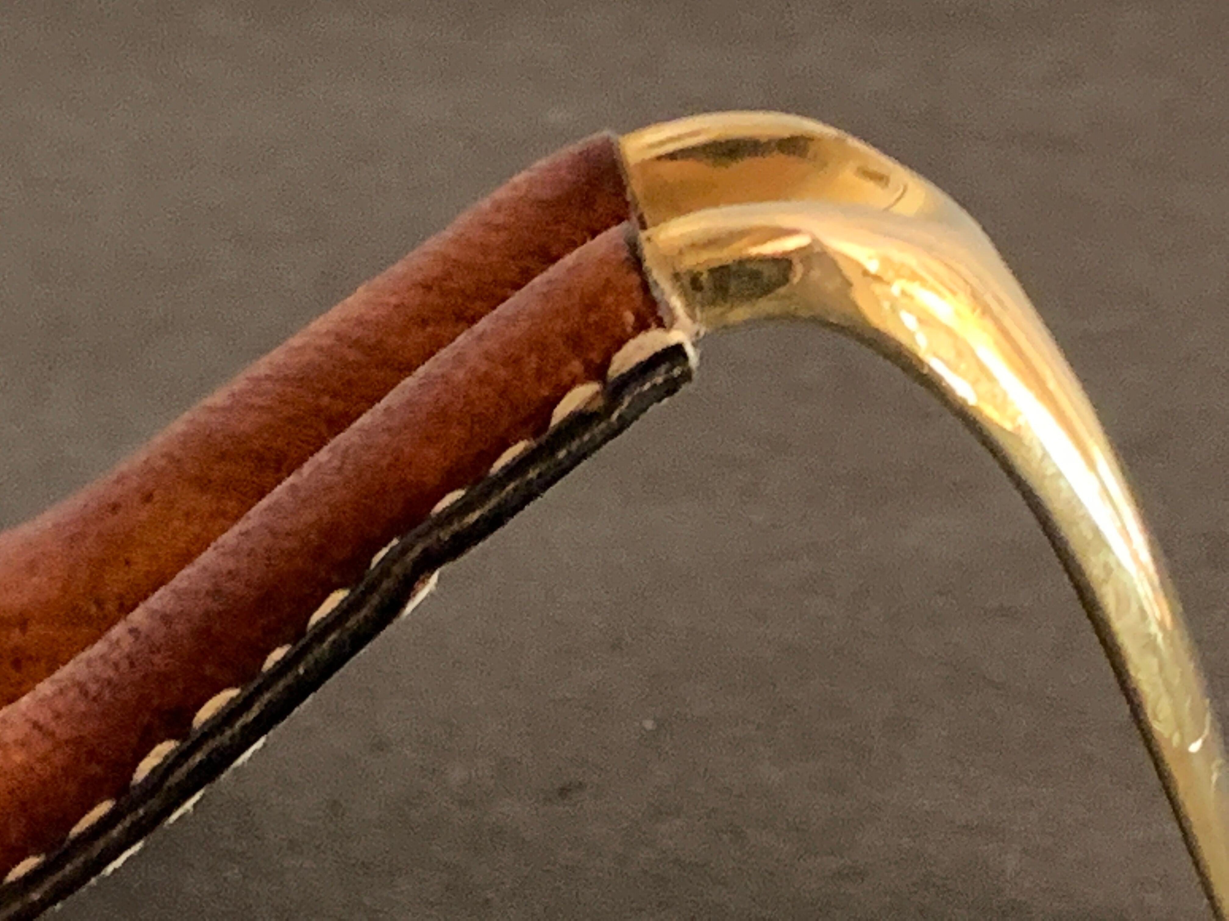 Carl Auböck pipe rack in leather and bronze, 1963