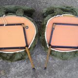 1970 green moumoute pelfran chair duo