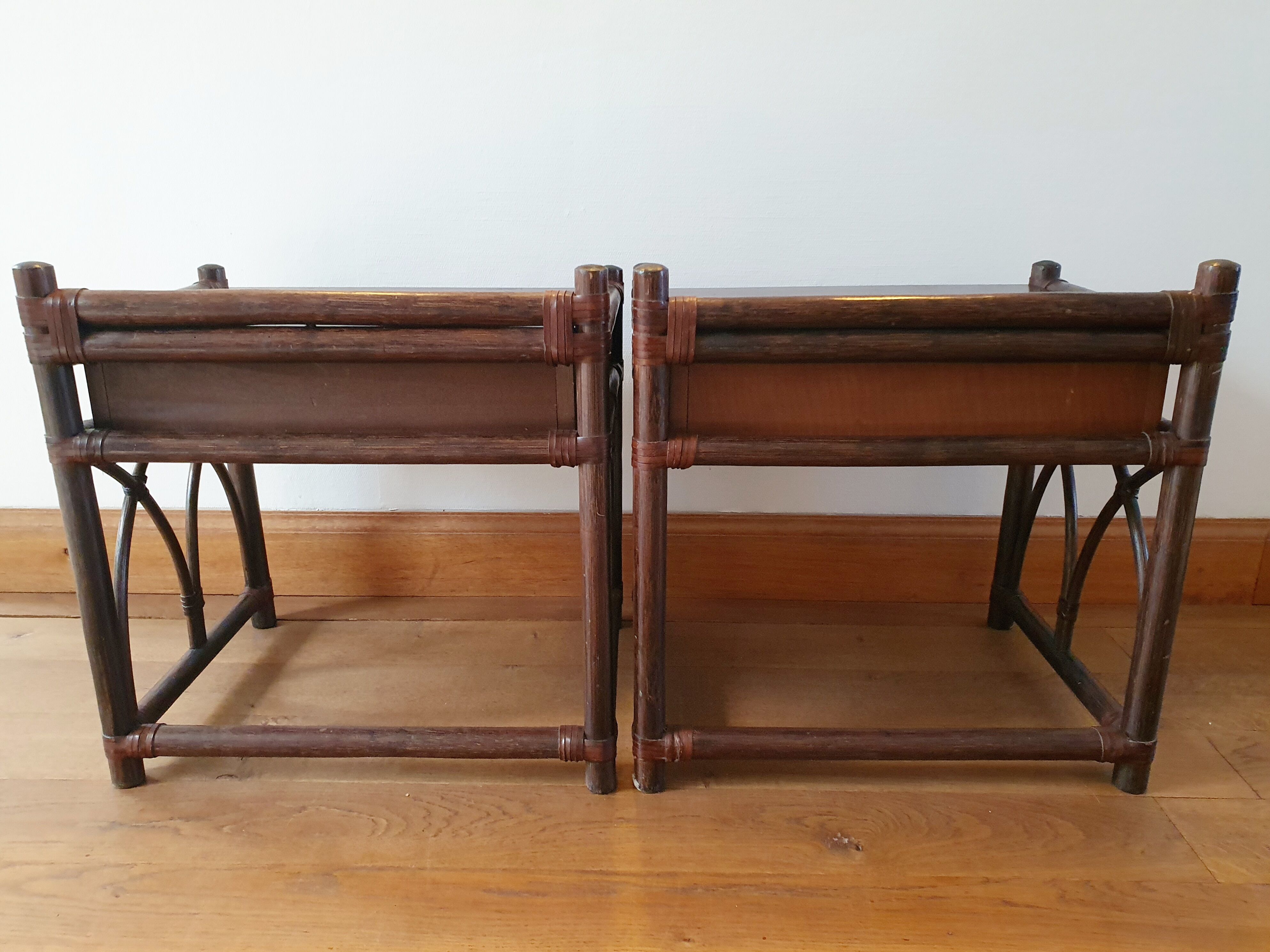 Pair of rattan bedside tables Roche Bobois