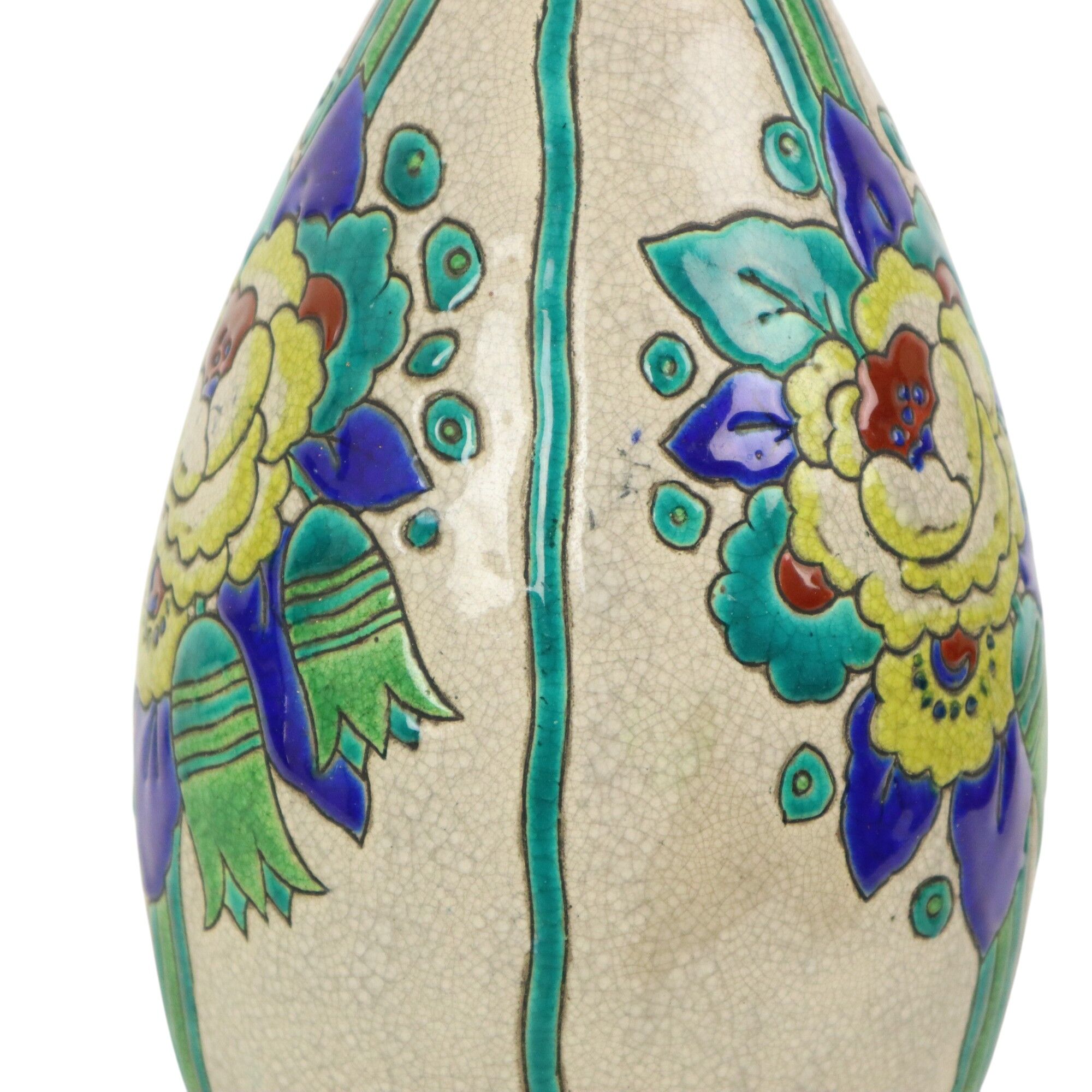 Polychrome Art Deco Vase Charles Catteau Boch Keramis D2366