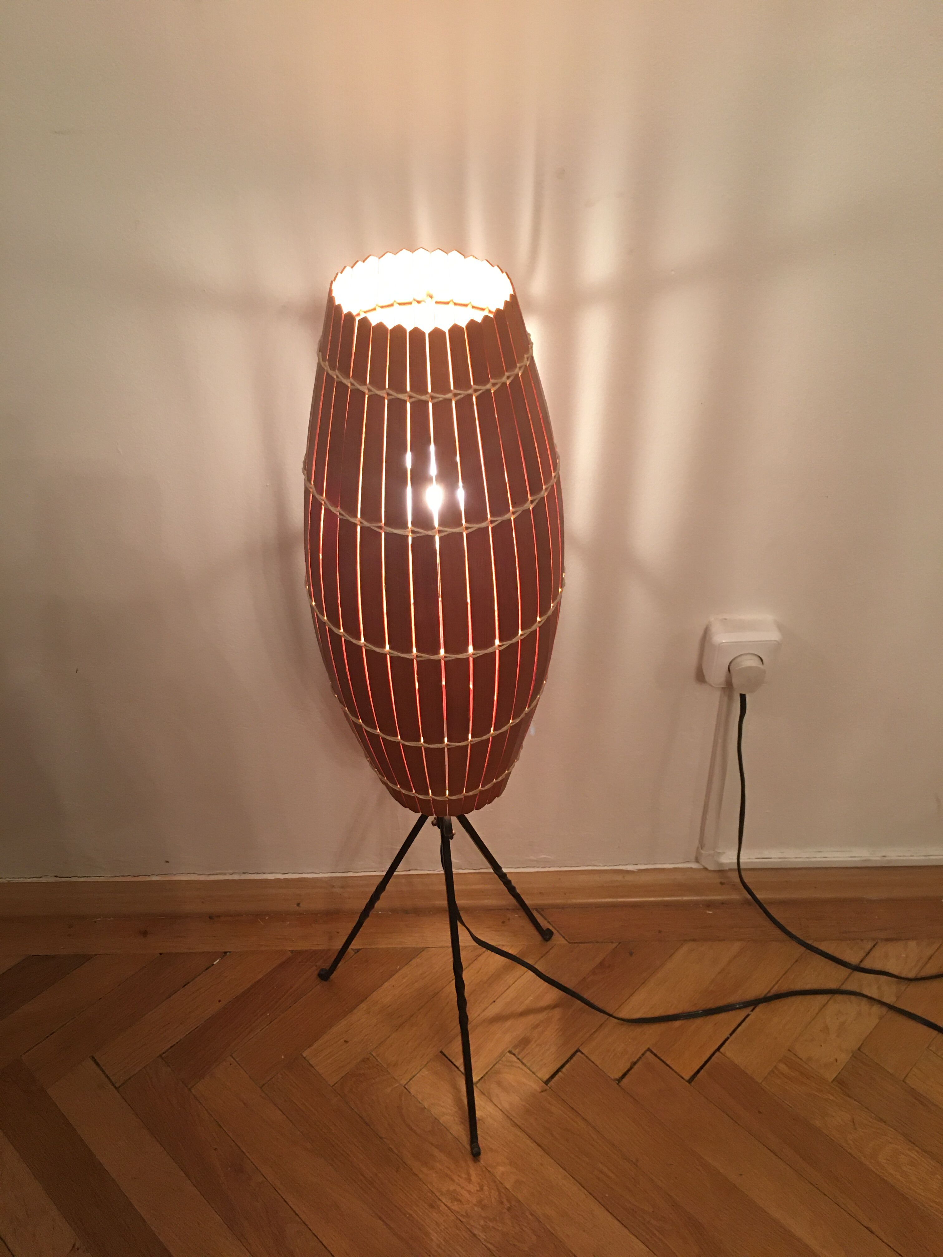 Industrial Wooden floor lamp, 1970