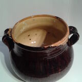 Pottery old terracotta painted round bottom