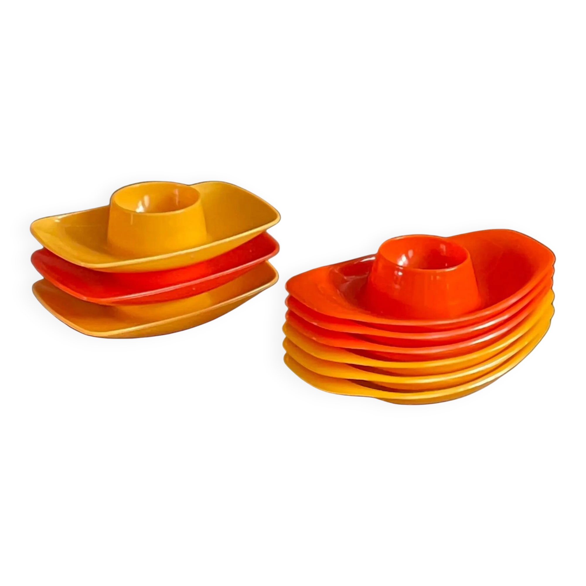 Set of 9 vintage plastic egg cups