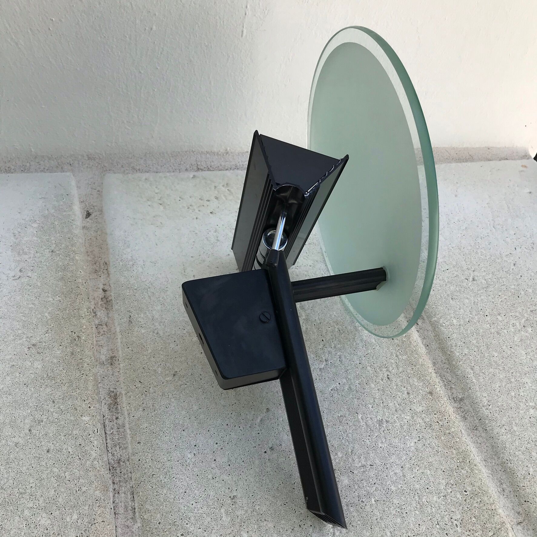 Glass and metal wall lamp 1980