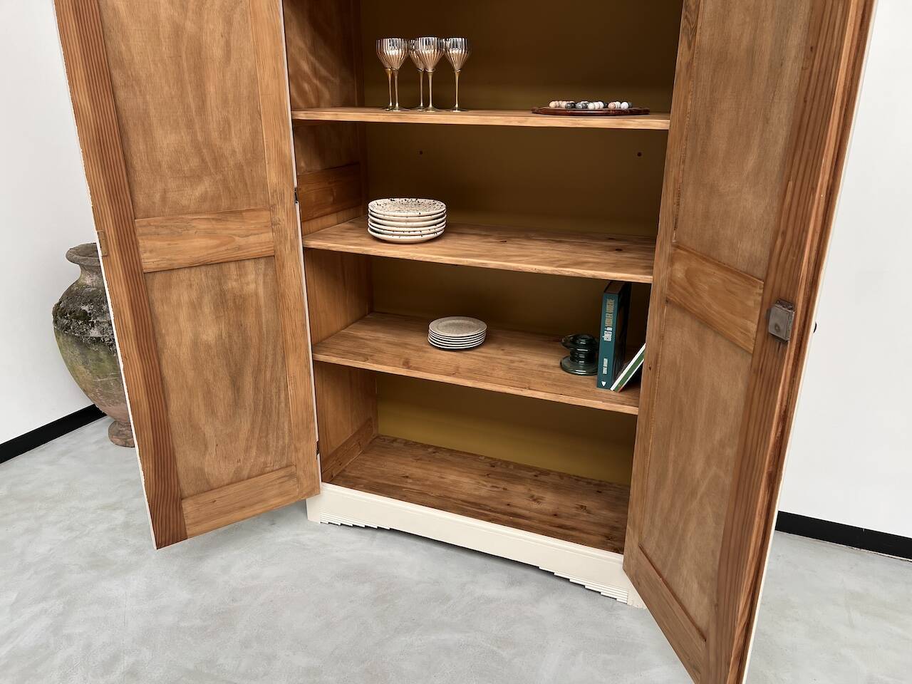 Restored 1930 art deco wardrobe, pure linen color