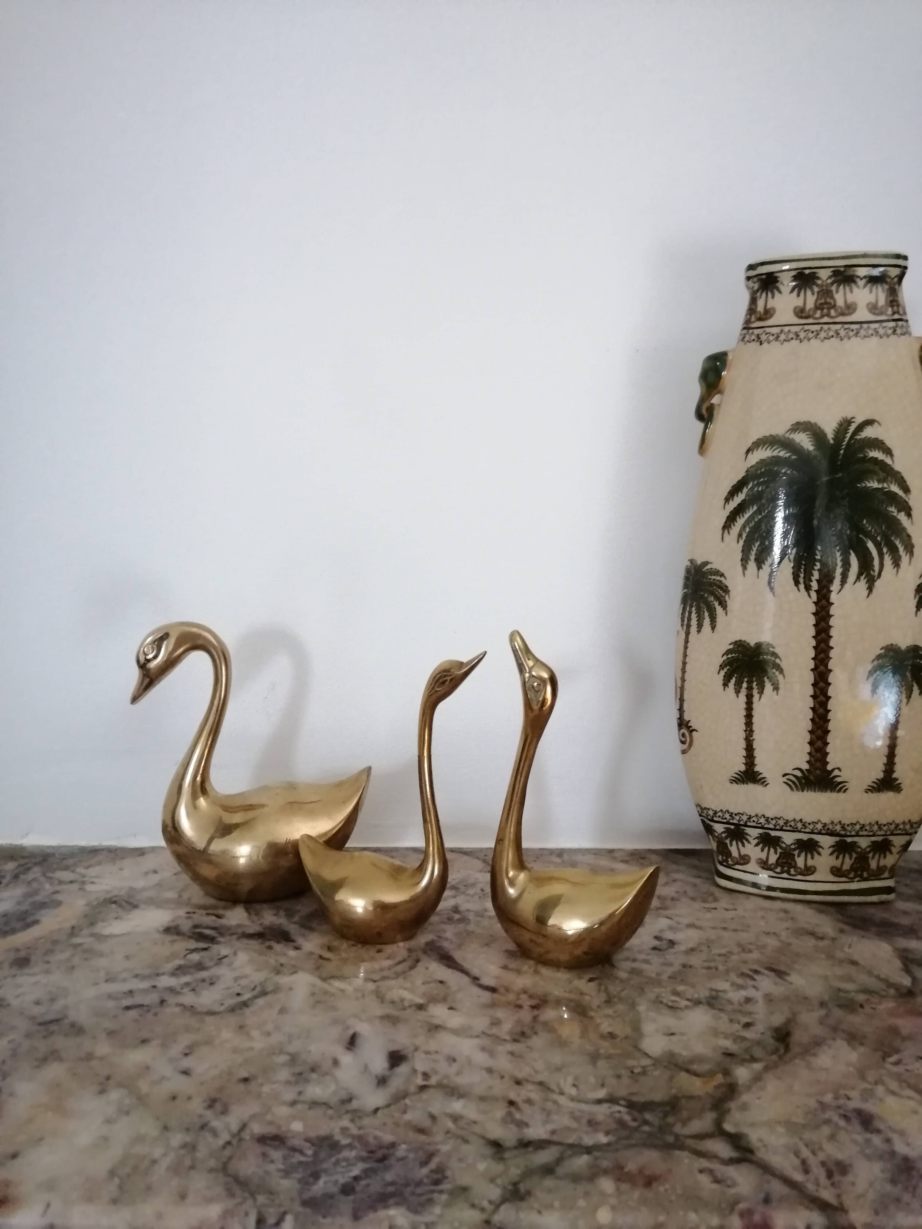 Trio of ducks gilded brass