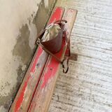 1950s oak bench with red patina, 2m