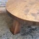 Vintage 1970s oak coffee table Brutalist Wabi-Sabi round