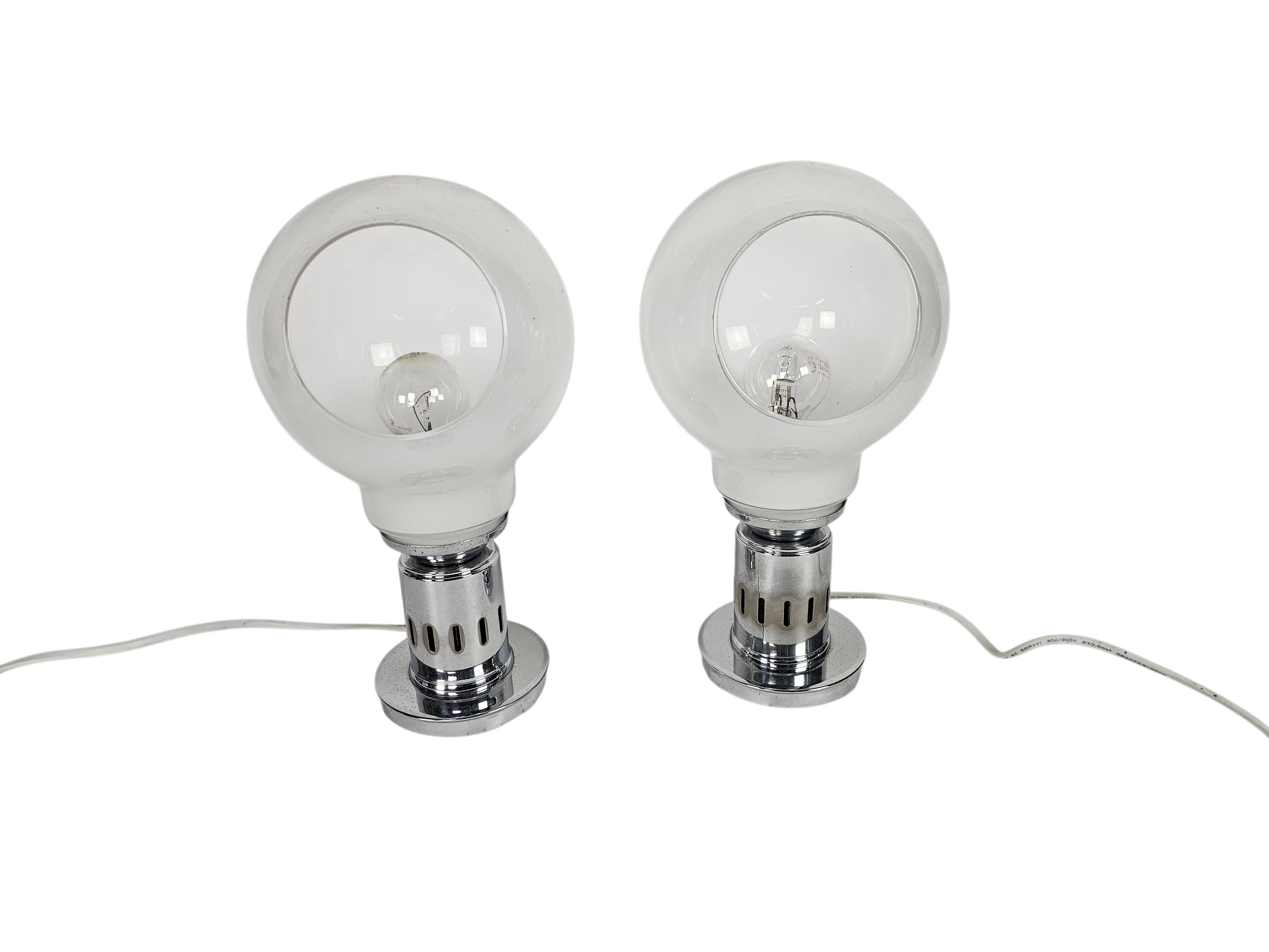 Murano - Mazegga - table lamps (2) set - glass - chrome - 60's