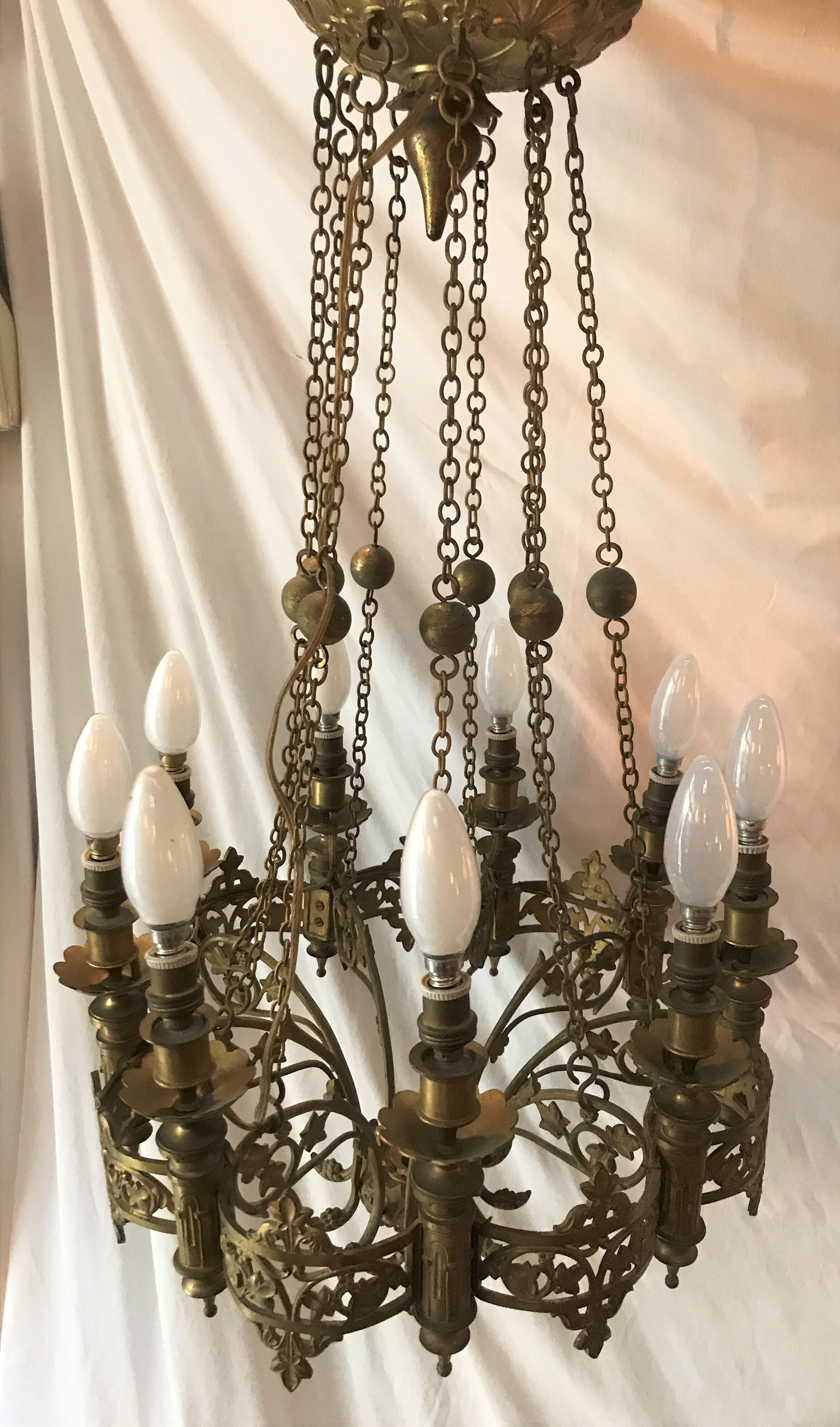 Brass chandelier 9 fires