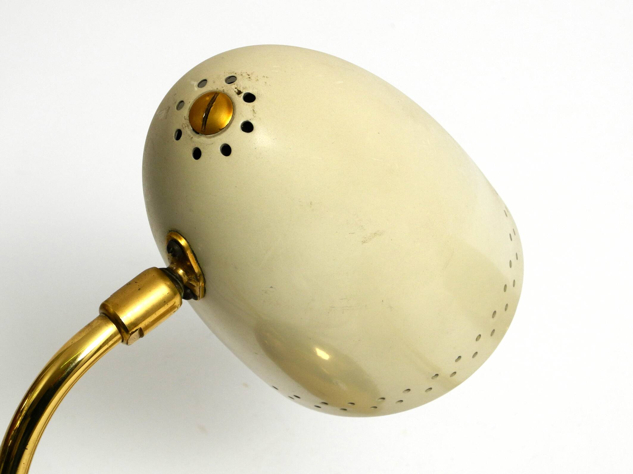 Pair of beautiful German Mid Century Modern brass table lamps with metal sh