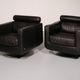 Italian modern leather swivel lounge chair steel by Natuzzi, Italy 1970