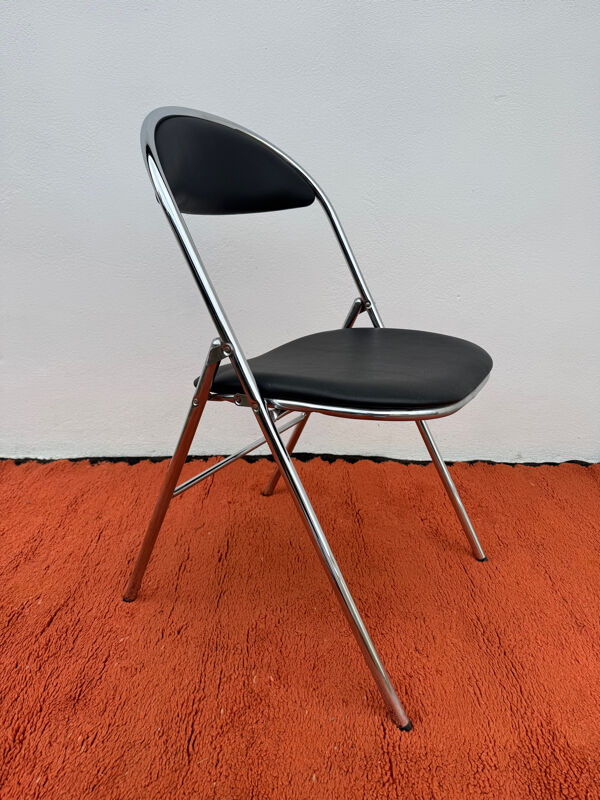 Chaise pliante chromée Souvignet années 70