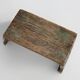 Industrial green wooden stool with nice patina, France 1900