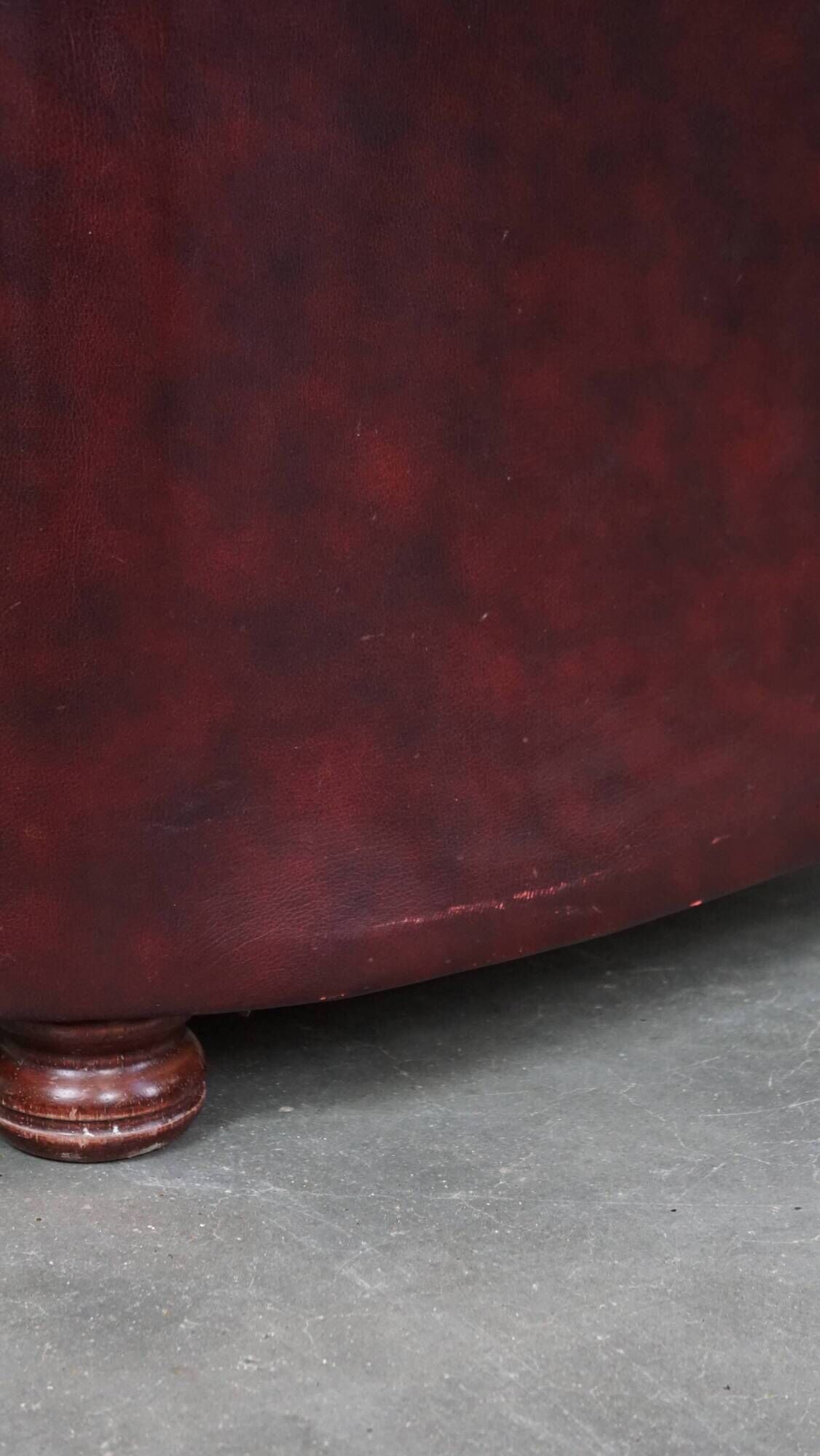 Original English Chesterfield sofa in red cowhide 2 seater