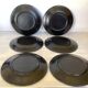 Six black glazed ceramic dessert plates