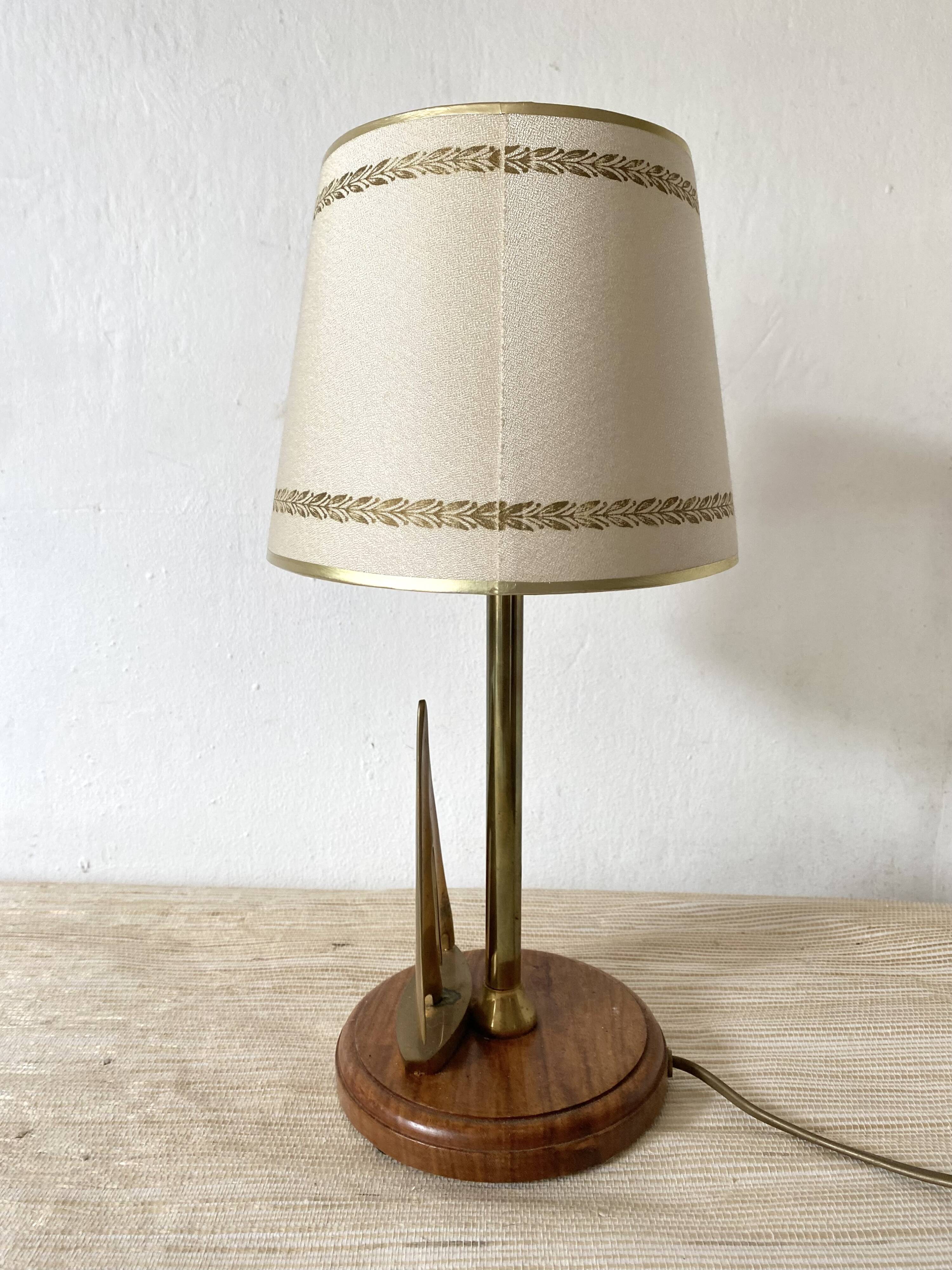 Wooden and brass sailboat marine lamp