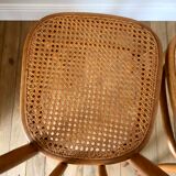 Set of 4 cane chairs in bentwood and honey-coloured cane thonet early 20th century