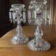 Pair of large Baccarat crystal candlesticks with pendants, a rare choice.