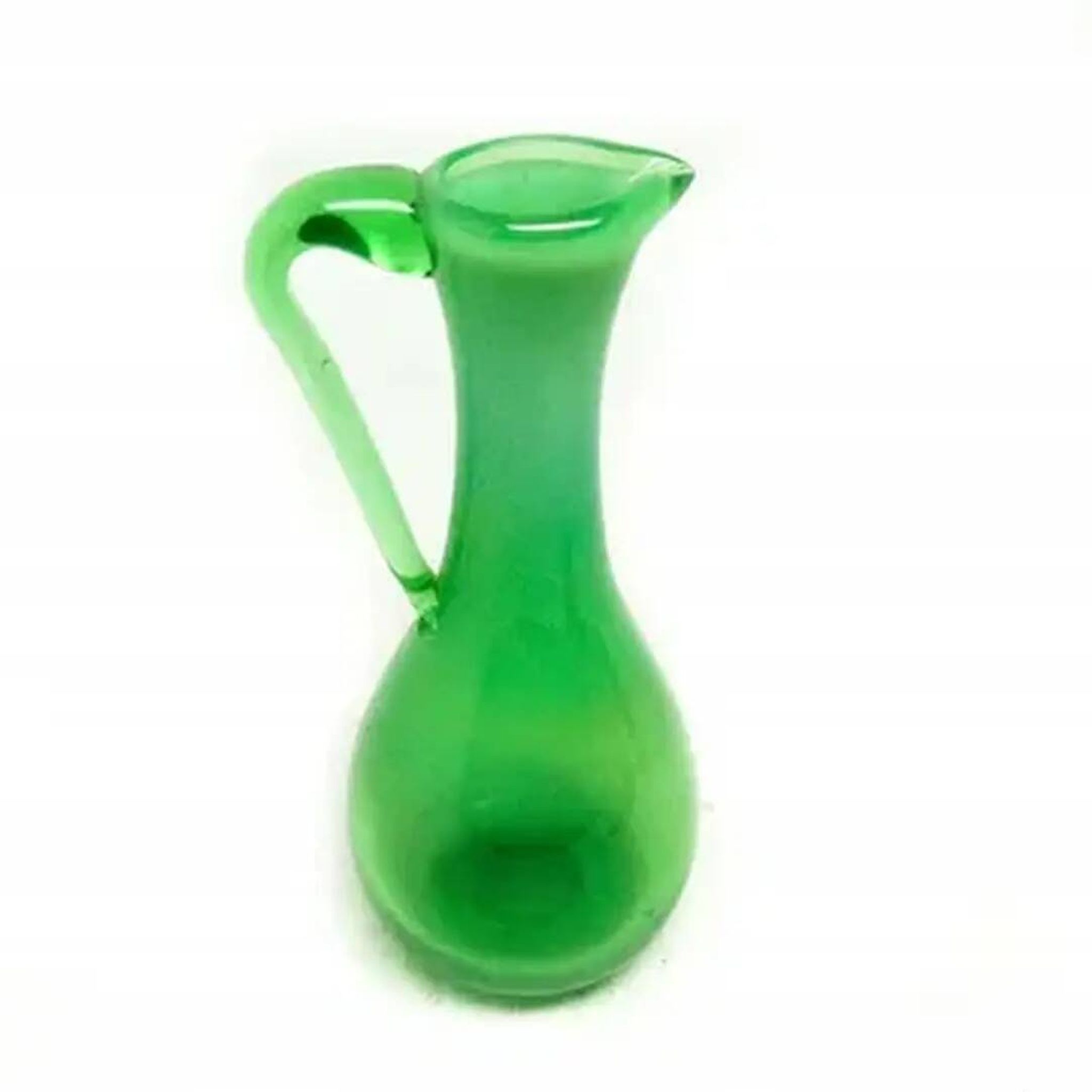 Modernist jug, turquoise glass, designed by J. Słuczan-Orkusz, Poland, 1970s