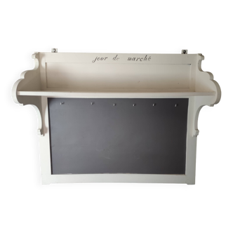 Old white and taupe “Market Day” oak shelf