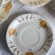 4 vintage ivory earthenware coffee cups and saucers - Floral pattern