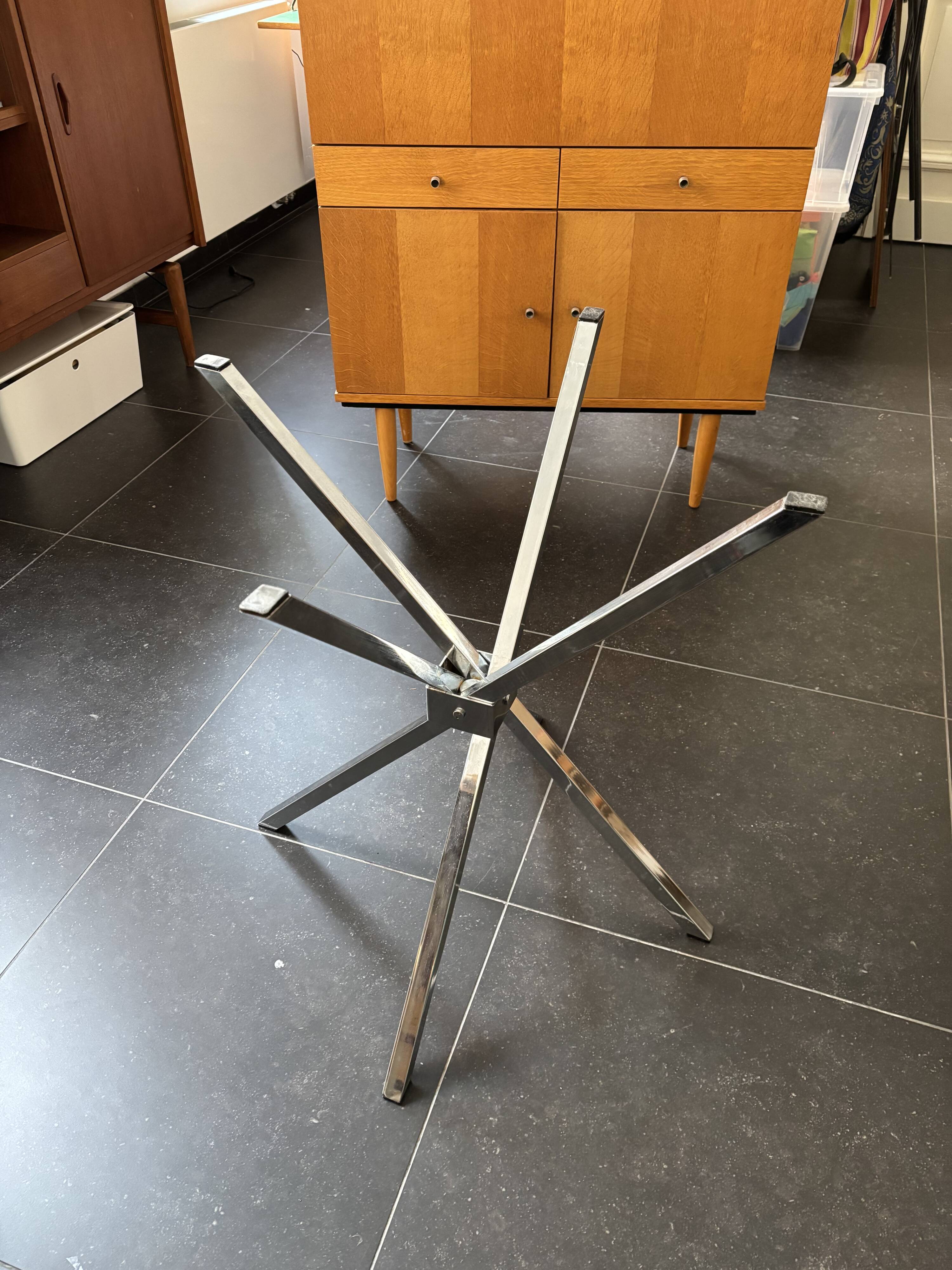 Table Verre 70s vintage Chrome