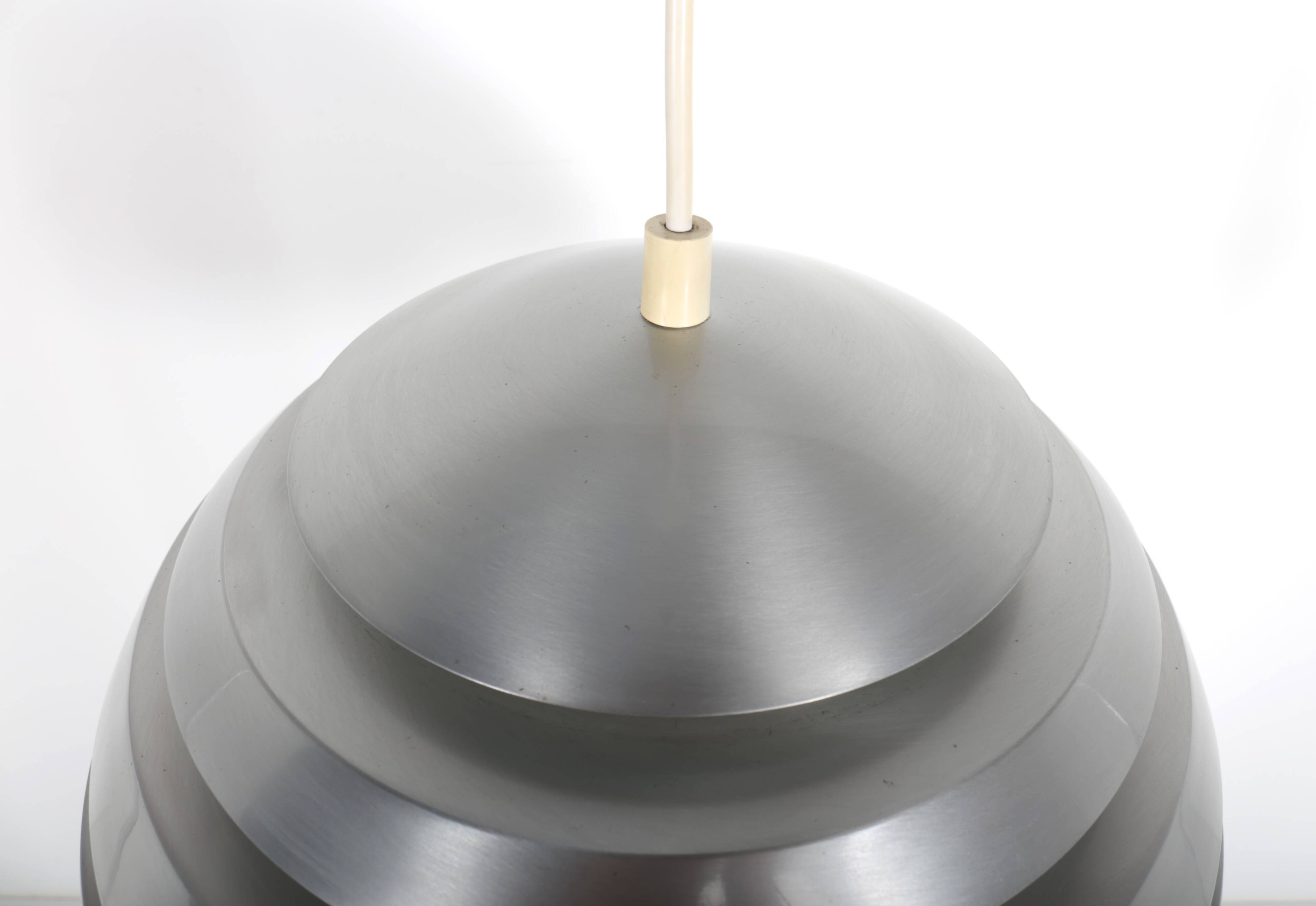 Vintage pendant light with brushed aluminum slats, 1970s