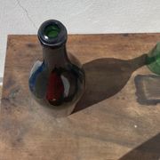 3x bouteilles en vert &bleu comme base pour lampes