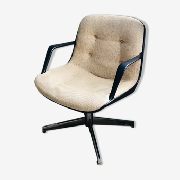 Fauteuil tissu beige grainé