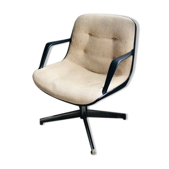 Fauteuil tissu beige grainé