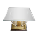 Coffee table in brass and lucite year 1970